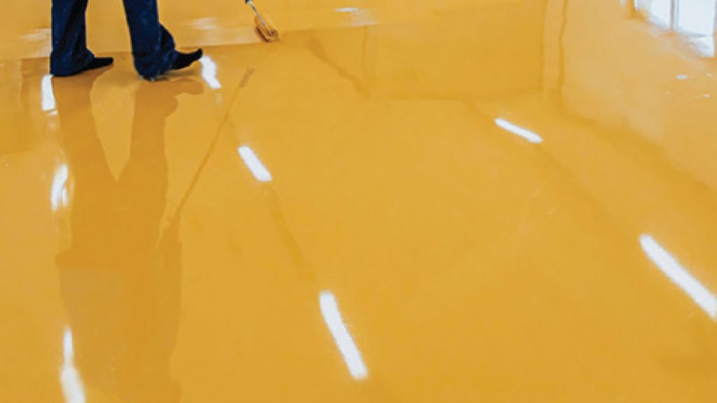 glossy yellow epoxy floor paint